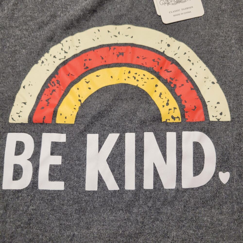Coeur De Vague Sweatshirt Women Gray XXL Be Kind Rainbow Graphic Print Pullover